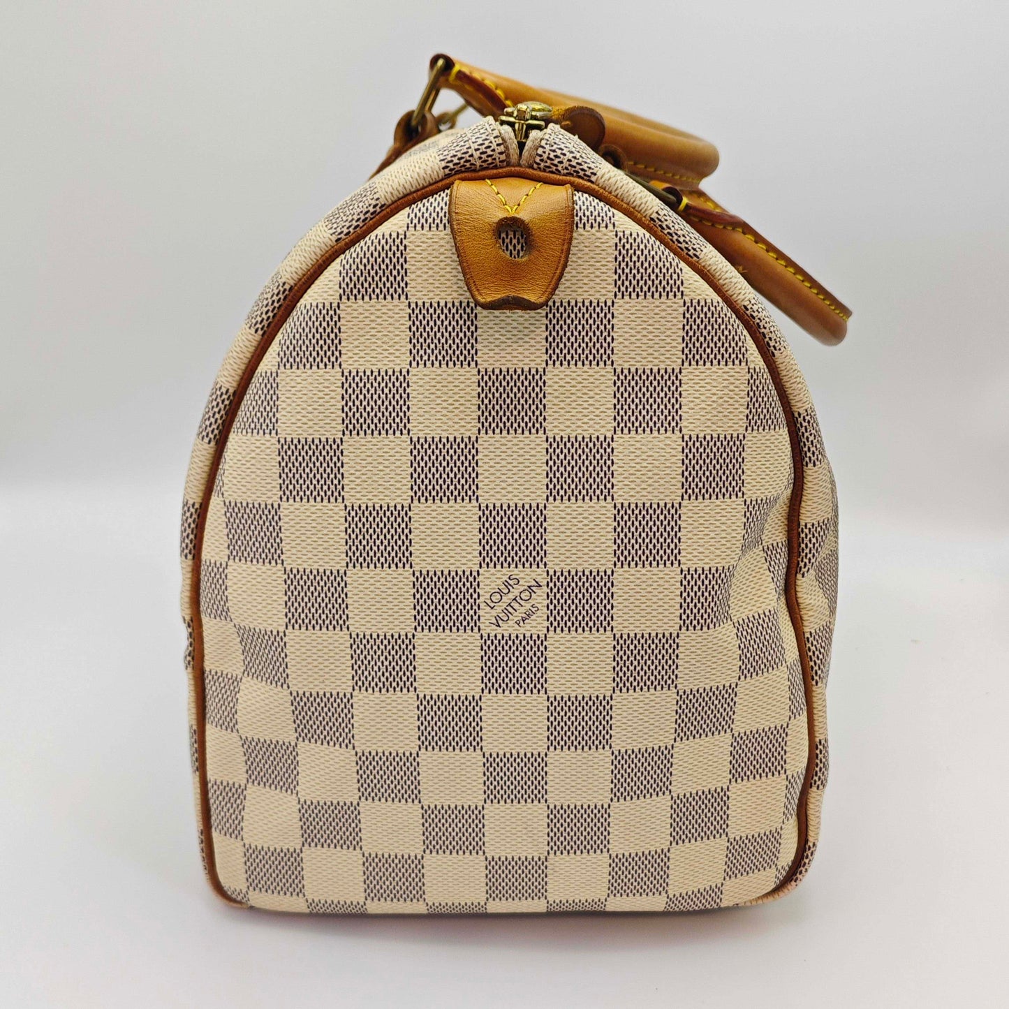 Louis Vuitton - Speedy 30 - Damier Azur coated canvas with natural cowhide leather trim - White - (Medium)