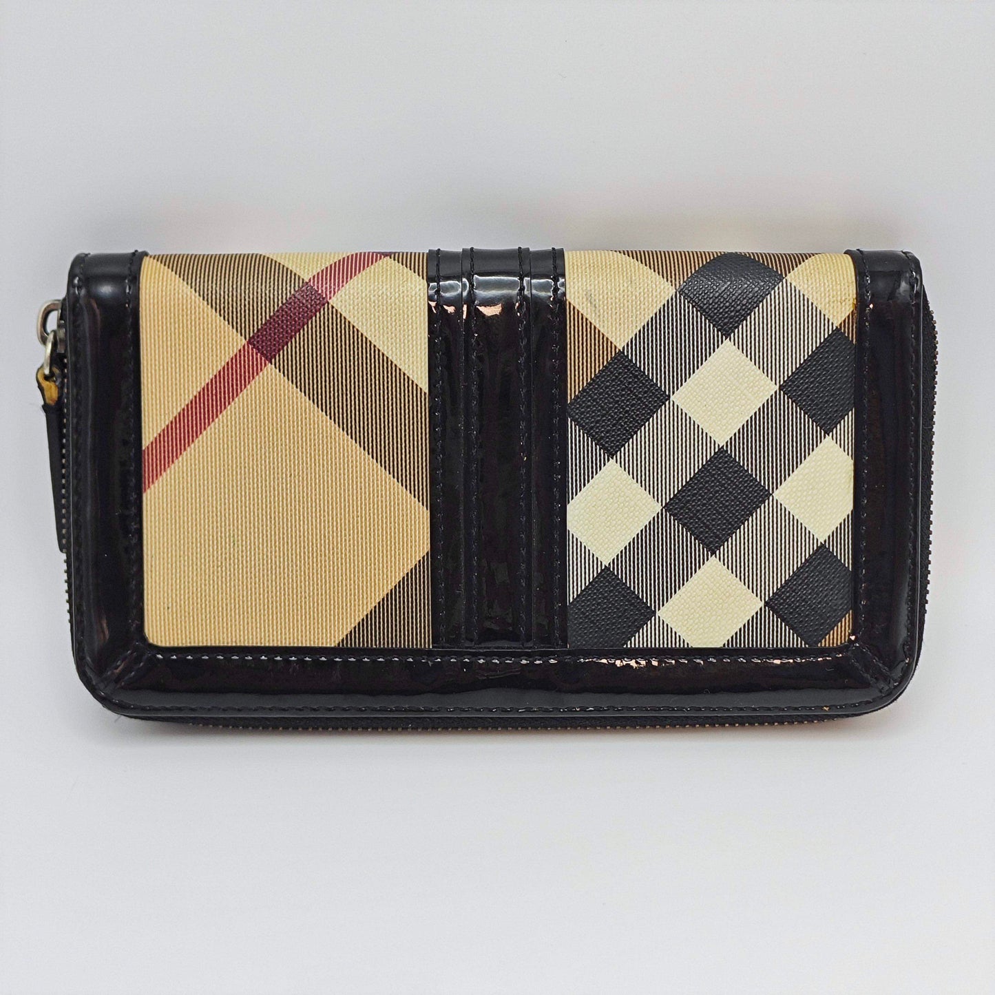 Burberry - Zip Around Long Wallet - Coated canvas with patent leather trim - Multicolour with black trim - (Medium)