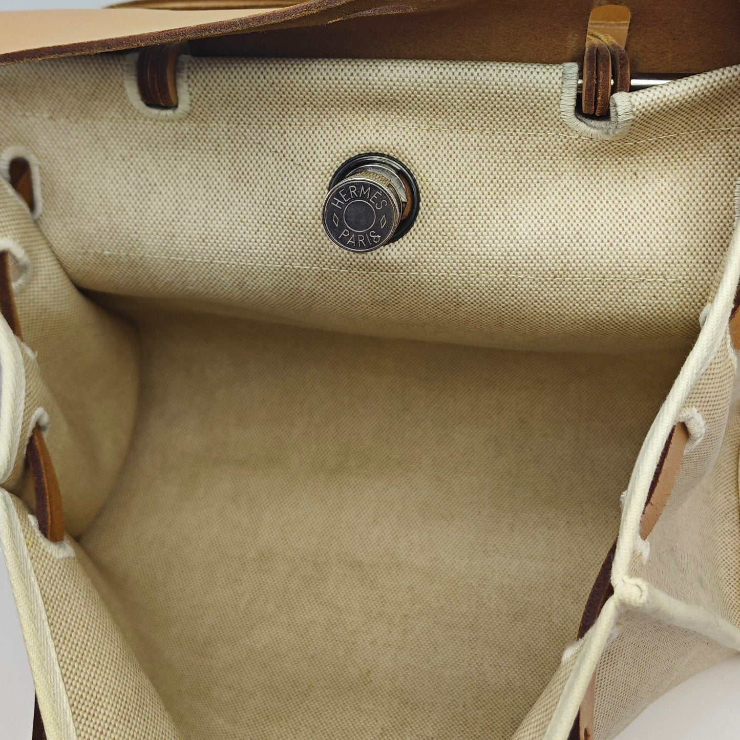 Hermès - Herbag 31 - Brown leather and beige canvas - Beige with Brown accents - (Medium)