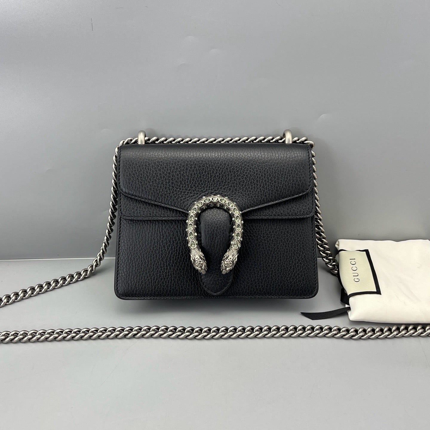 Gucci - Dionysus Small Shoulder Bag - Pebbled leather - Black - (Small)