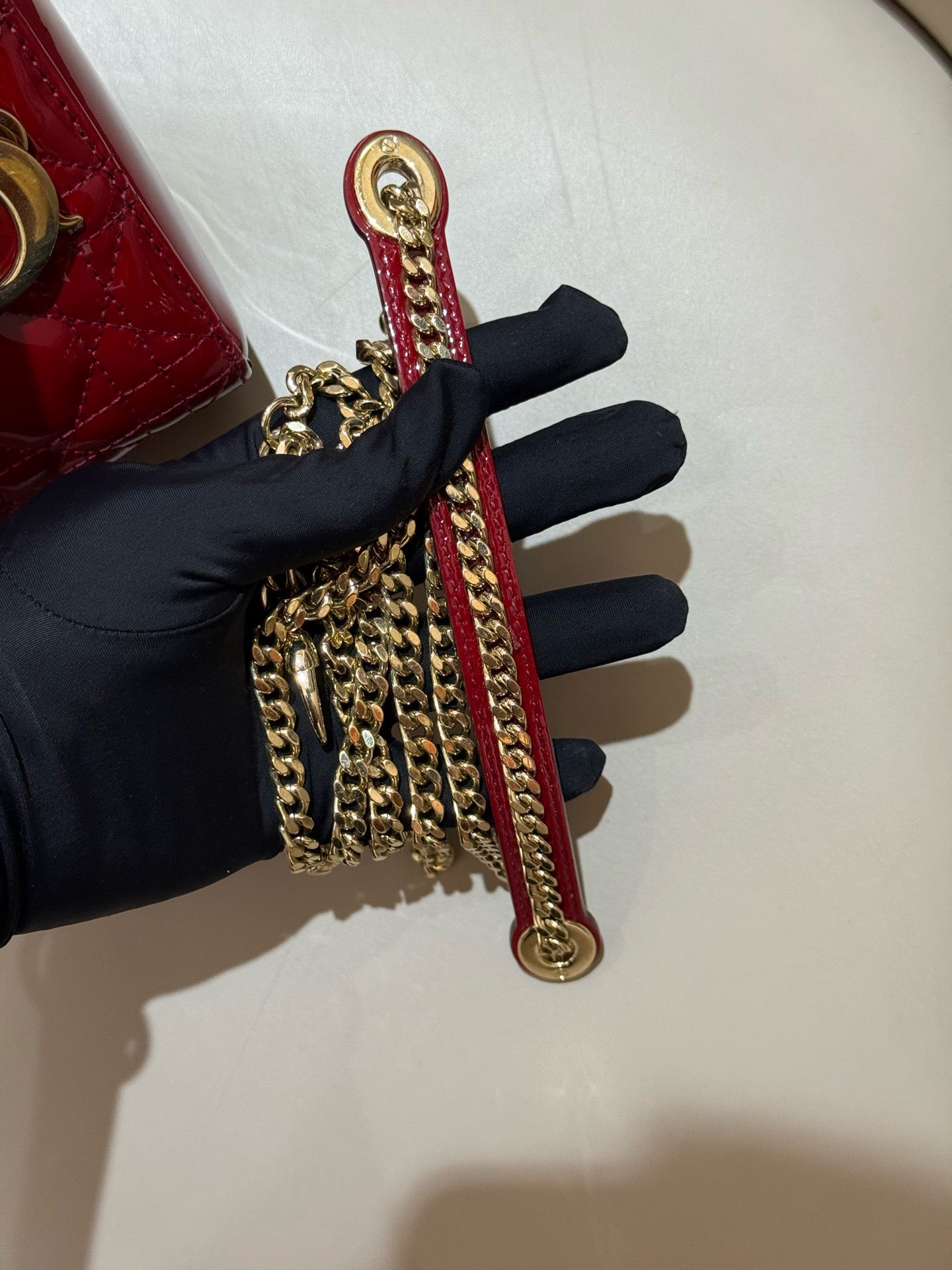 Dior - Lady Dior Mini - Patent leather - Deep Red with Gold-Tone Hardware - (Mini)