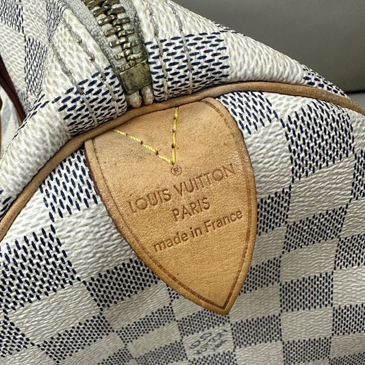 Louis Vuitton - Speedy 30 - Damier Azur coated canvas with natural cowhide leather trim - Beige - (medium)