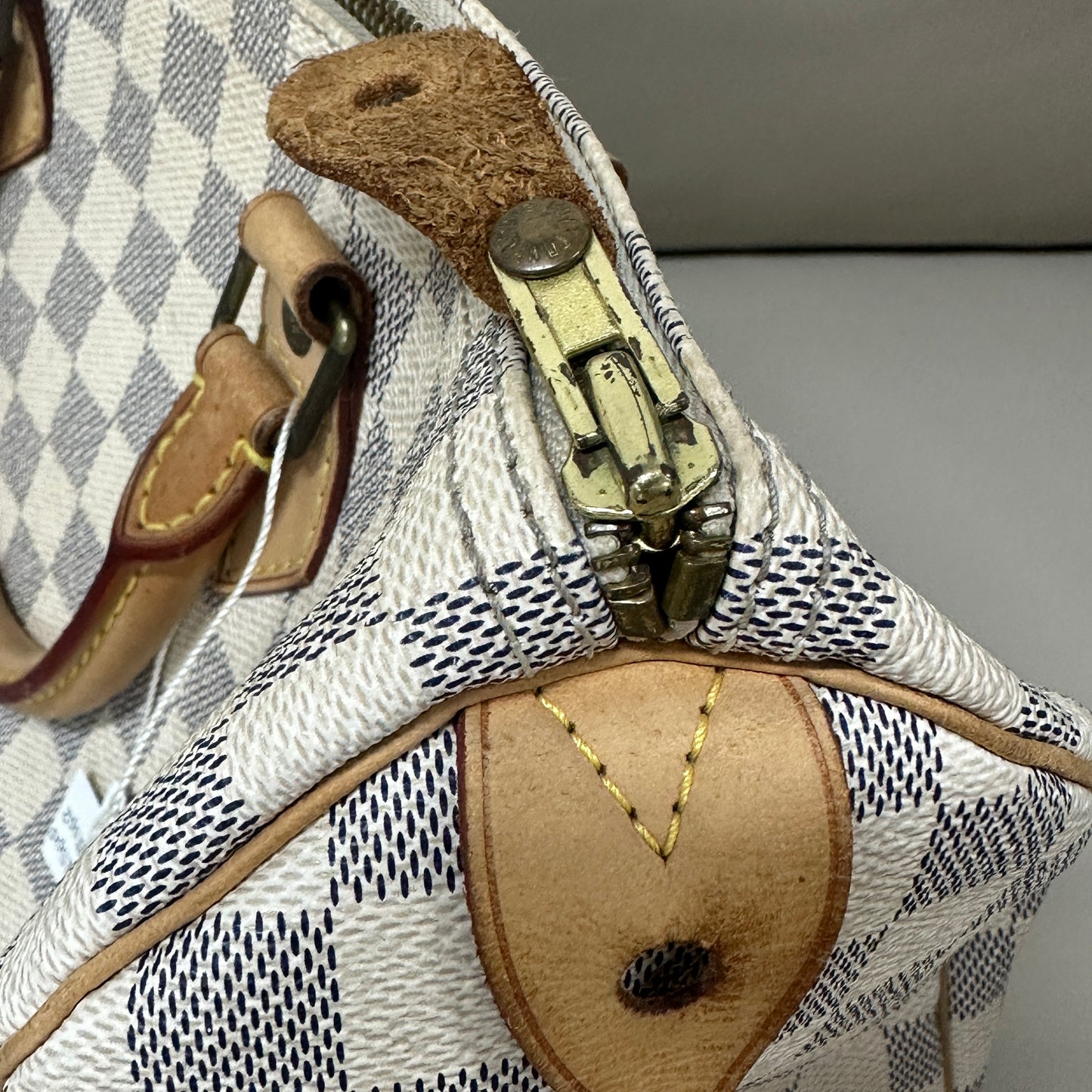 Louis Vuitton - Speedy 30 - Damier Azur coated canvas with natural cowhide leather trim - Beige - (medium)