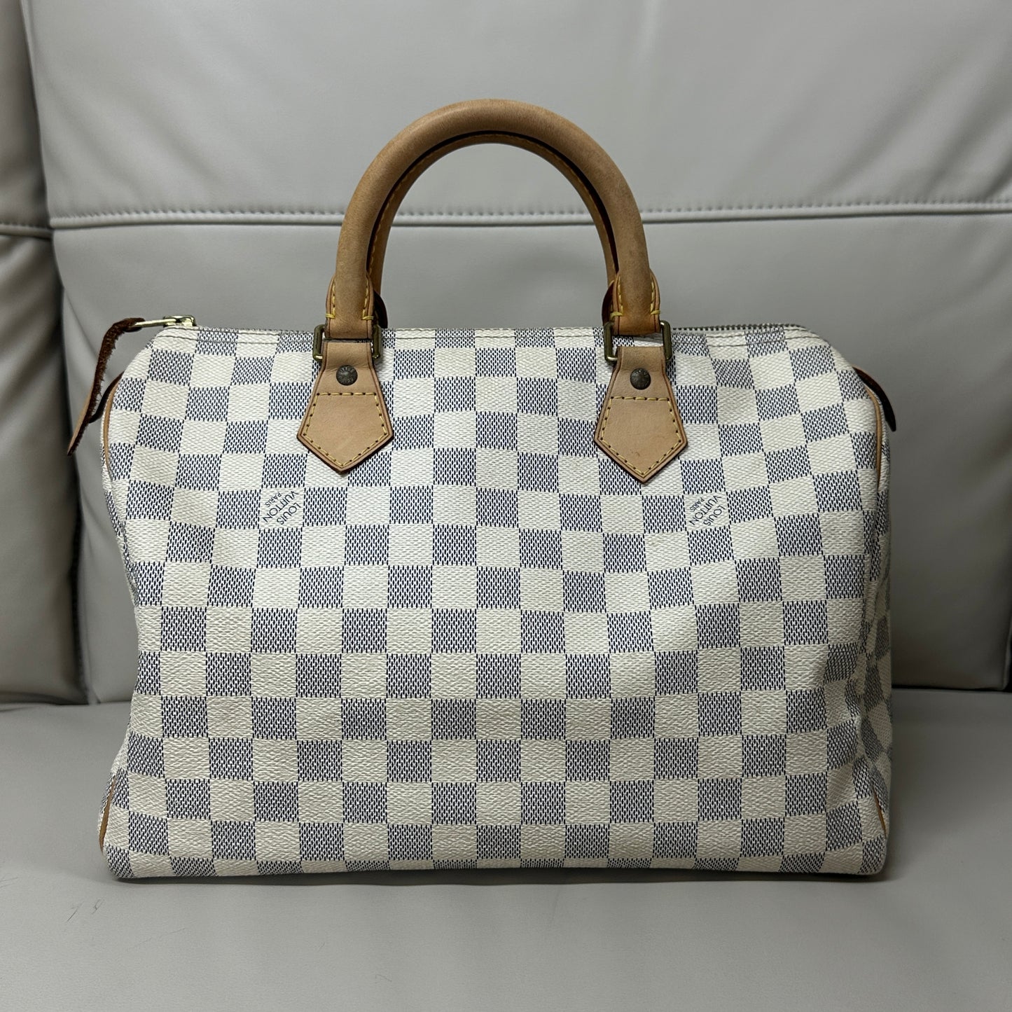 Louis Vuitton - Speedy 30 - Damier Azur coated canvas with natural cowhide leather trim - Beige - (medium)