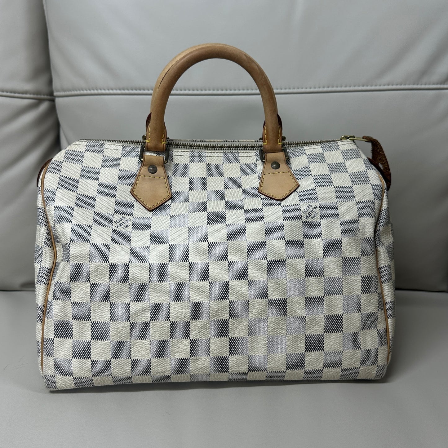 Louis Vuitton - Speedy 30 - Damier Azur coated canvas with natural cowhide leather trim - Beige - (medium)