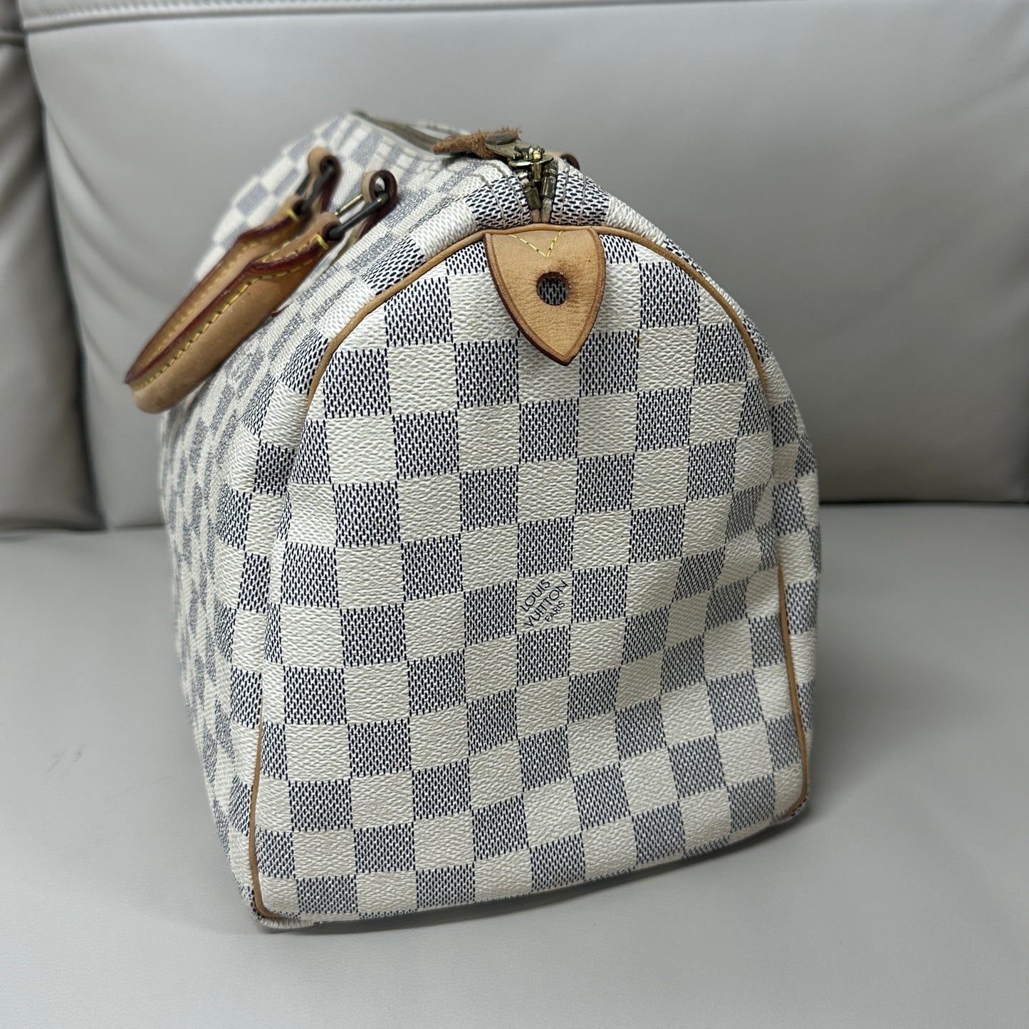 Louis Vuitton - Speedy 30 - Damier Azur coated canvas with natural cowhide leather trim - Beige - (medium)