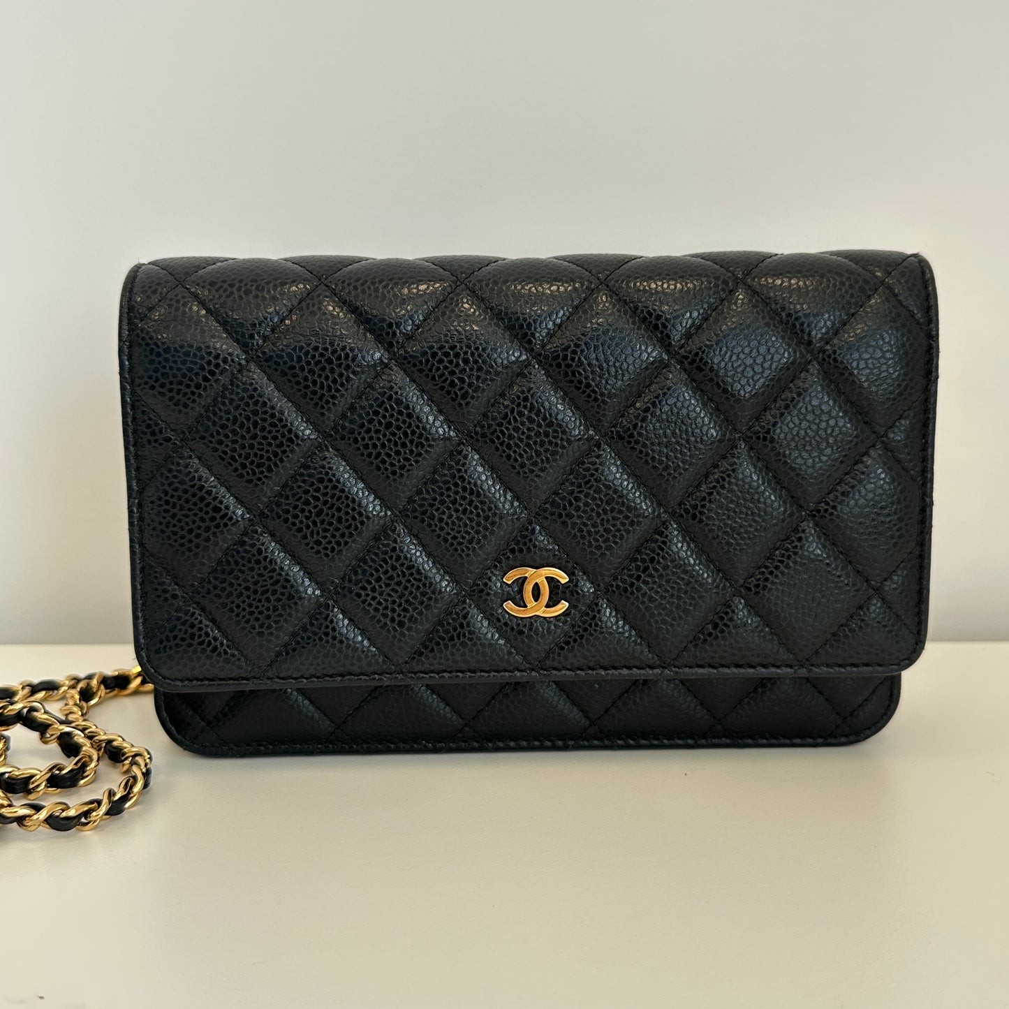 Chanel - Wallet On Chain (WOC) - Grained calfskin leather - Black - (Small)