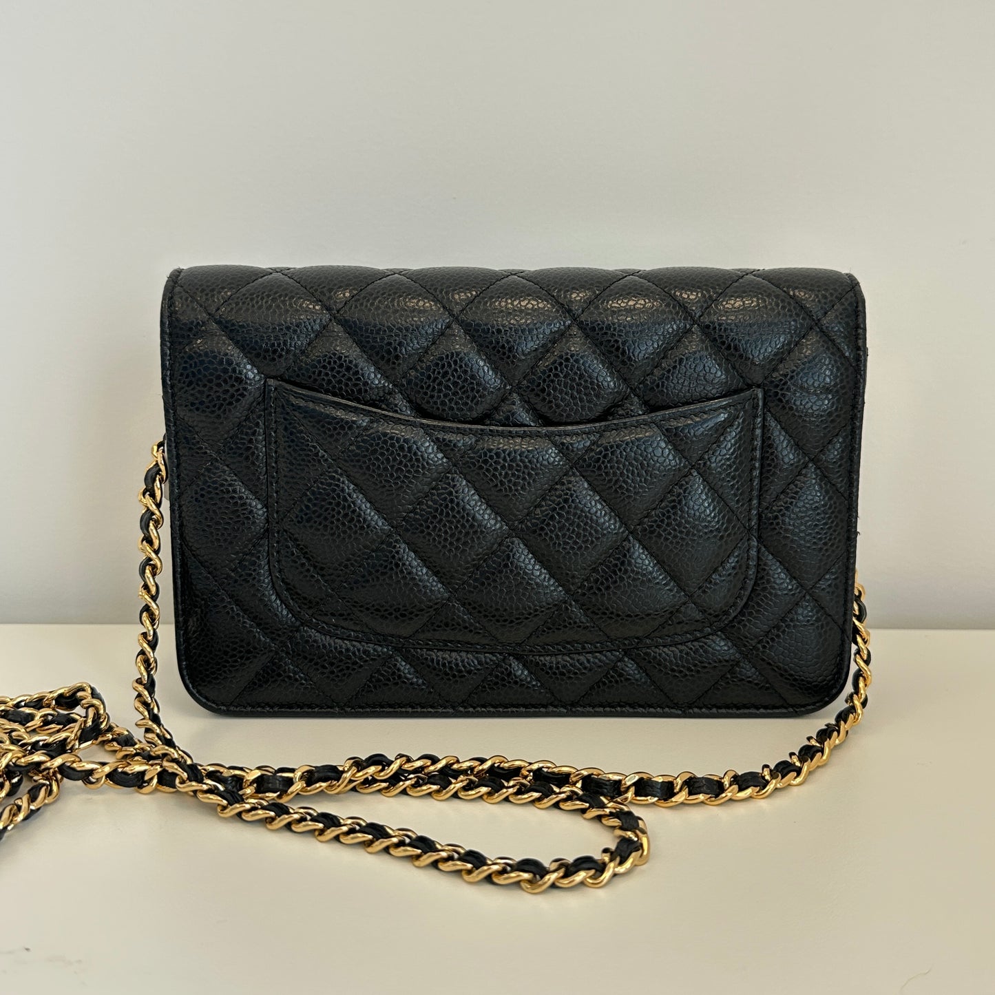 Chanel - Wallet On Chain (WOC) - Grained calfskin leather - Black - (Small)