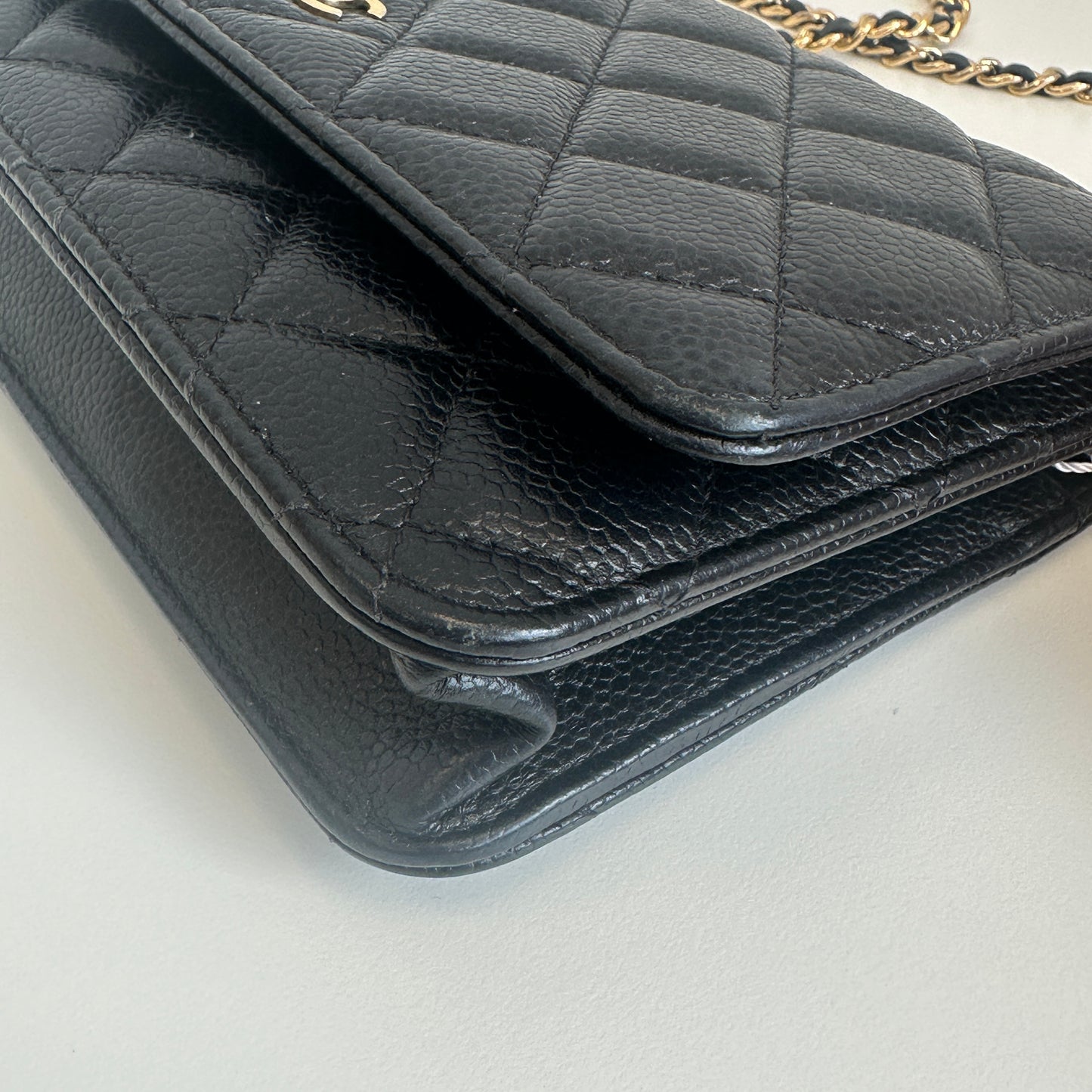 Chanel - Wallet On Chain (WOC) - Grained calfskin leather - Black - (Small)