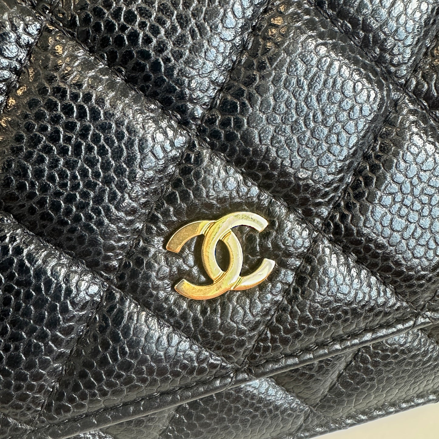 Chanel - Wallet On Chain (WOC) - Grained calfskin leather - Black - (Small)