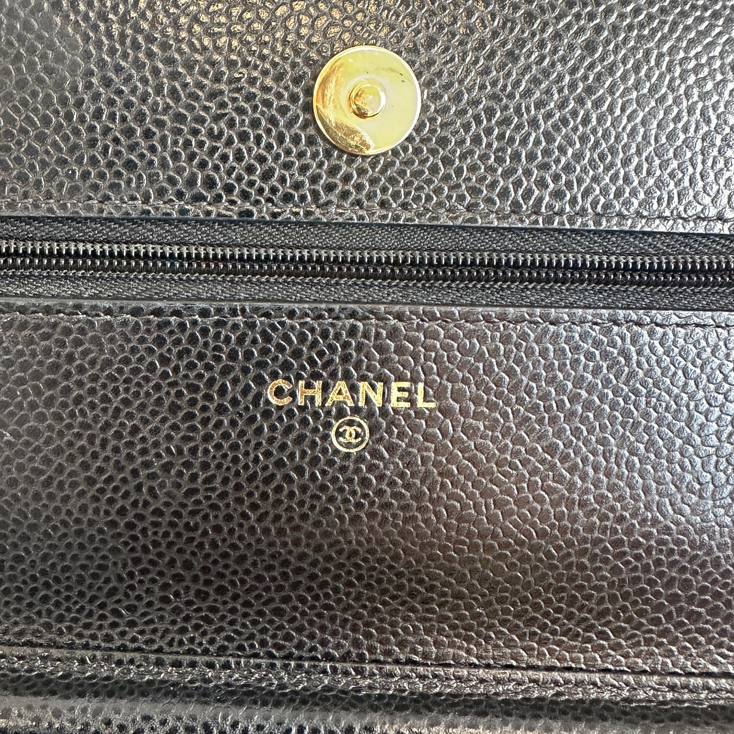 Chanel - Wallet On Chain (WOC) - Grained calfskin leather - Black - (Small)
