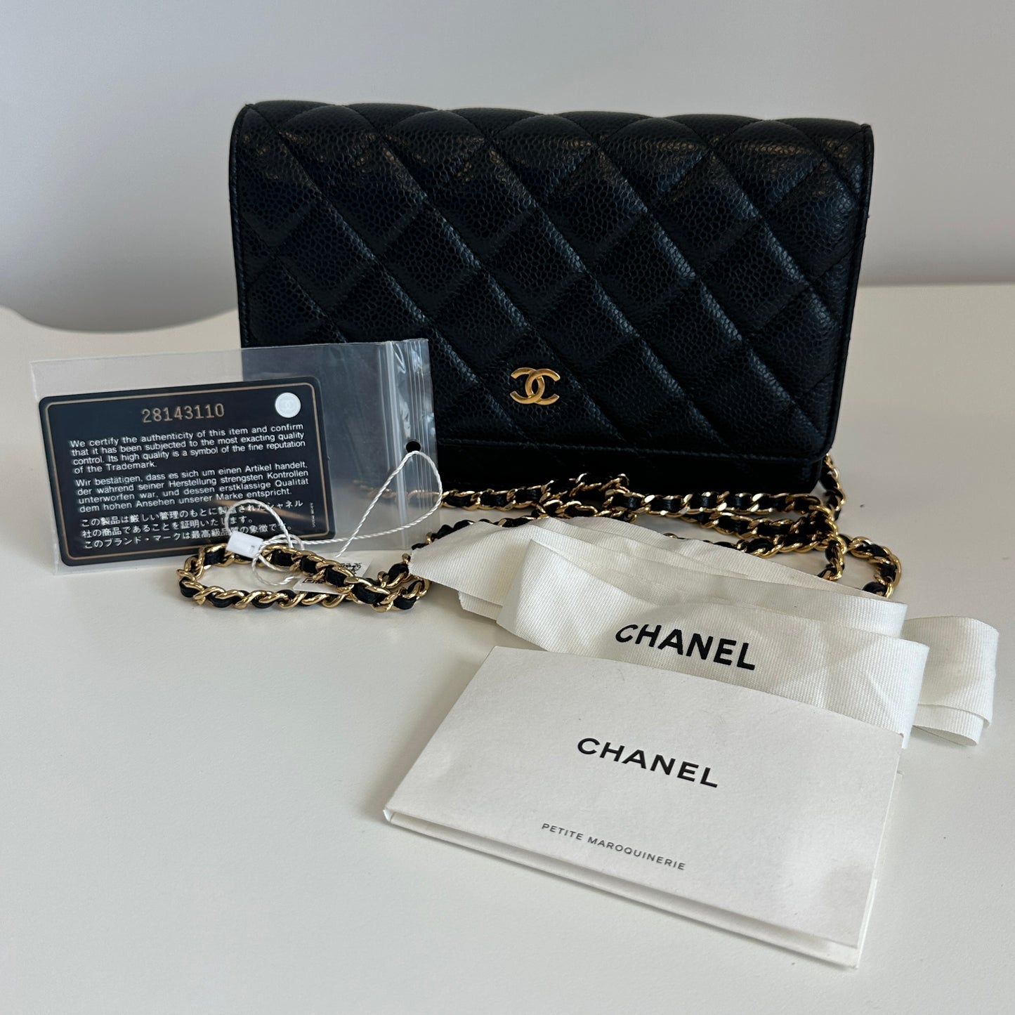 Chanel - Wallet On Chain (WOC) - Grained calfskin leather - Black - (Small)