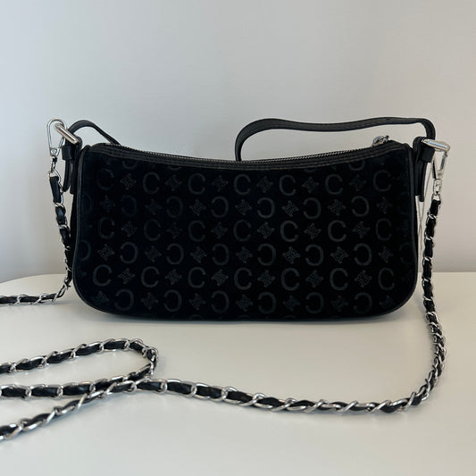 Celine - Triomphe Suede Shoulder Bag - Suede - Black - (small)