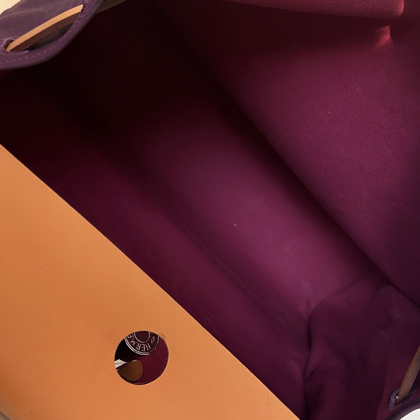 Hermès - Herbag Zip Retourne 39 - Toile canvas and Vache Hunter leather - Purple with Brown trim and Silver-Tone Hardware - (large)