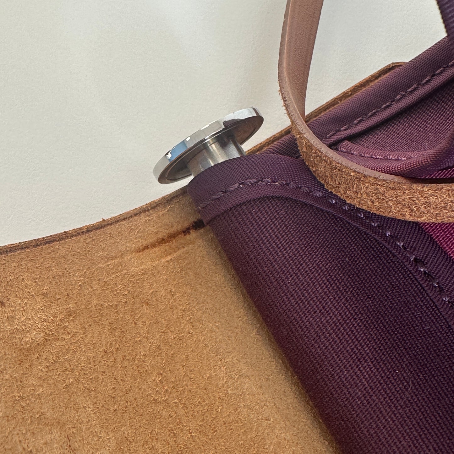 Hermès - Herbag Zip Retourne 39 - Toile canvas and Vache Hunter leather - Purple with Brown trim and Silver-Tone Hardware - (large)