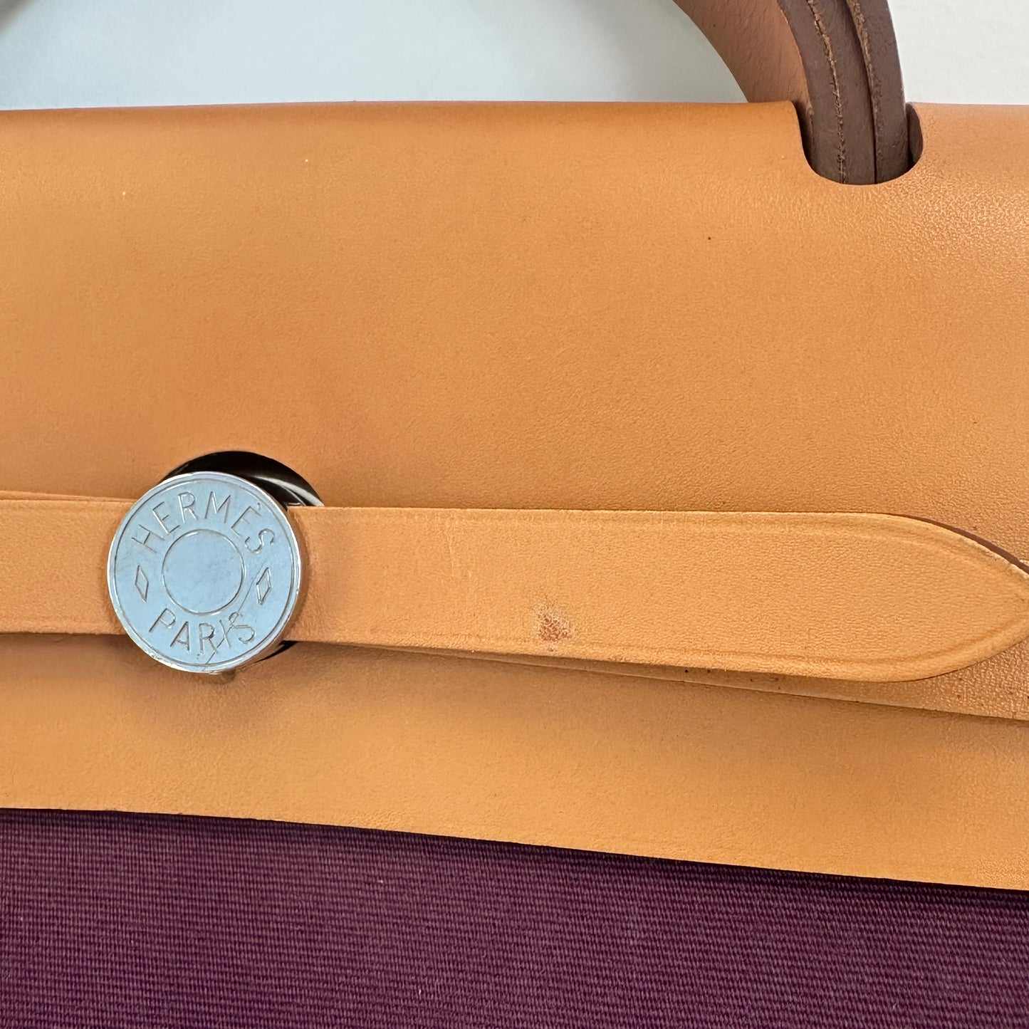 Hermès - Herbag Zip Retourne 39 - Toile canvas and Vache Hunter leather - Purple with Brown trim and Silver-Tone Hardware - (large)