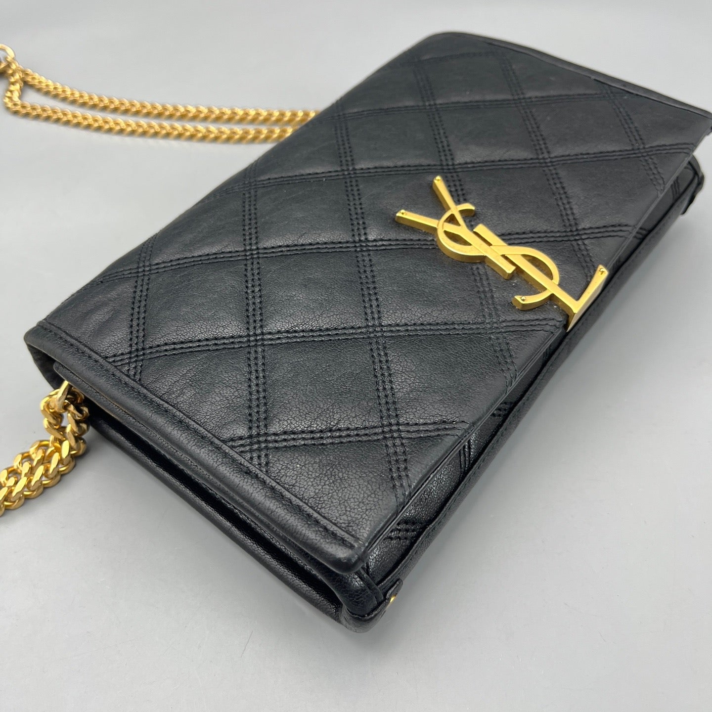 Saint Laurent - Becky Quilted Chain Bag - Leather - Black with Gold-Tone Hardware - (mini)