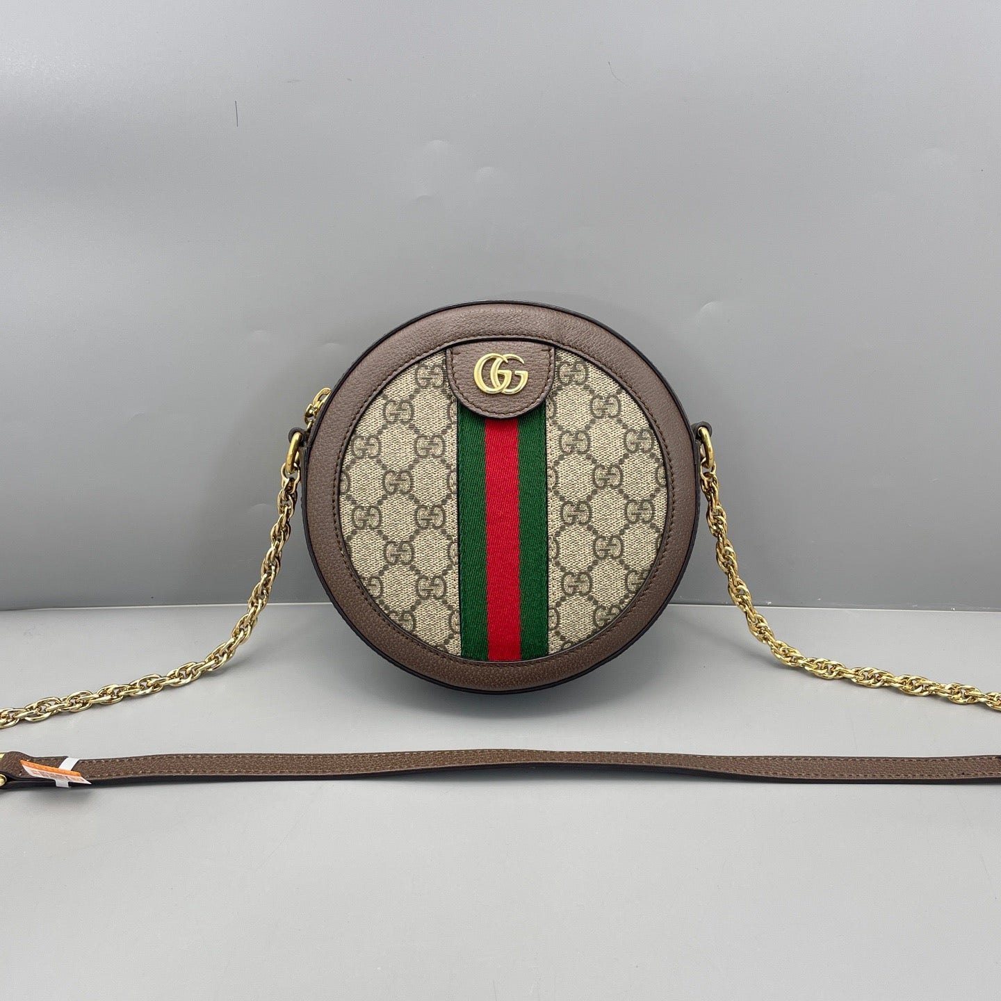 Gucci - Ophidia Round Mini Shoulder Bag - GG Supreme canvas with leather trim - Brown - (mini)