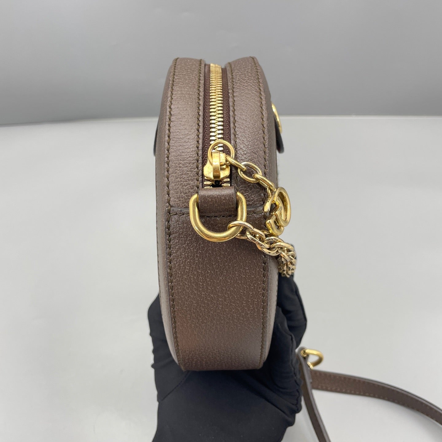 Gucci - Ophidia Round Mini Shoulder Bag - GG Supreme canvas with leather trim - Brown - (mini)