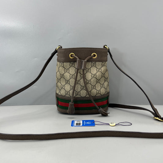 Gucci - Ophidia Mini Bucket Bag - GG Supreme canvas with leather trim - Brown - (mini)