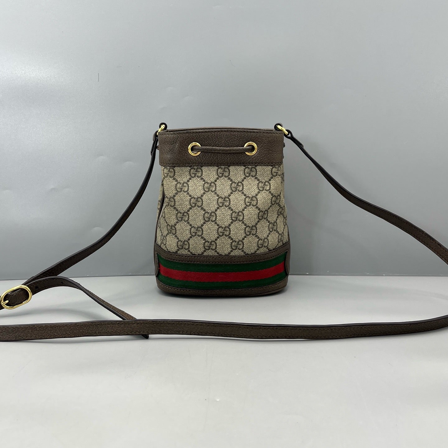 Gucci - Ophidia Mini Bucket Bag - GG Supreme canvas with leather trim - Brown - (mini)