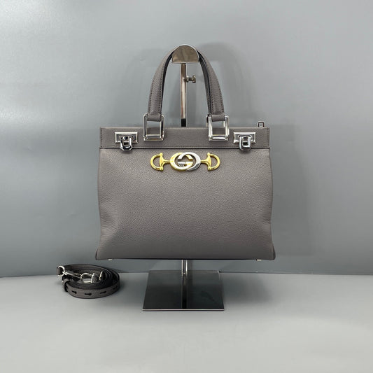 Gucci - Zumi Top Handle Bag - Leather - Grey - (medium)