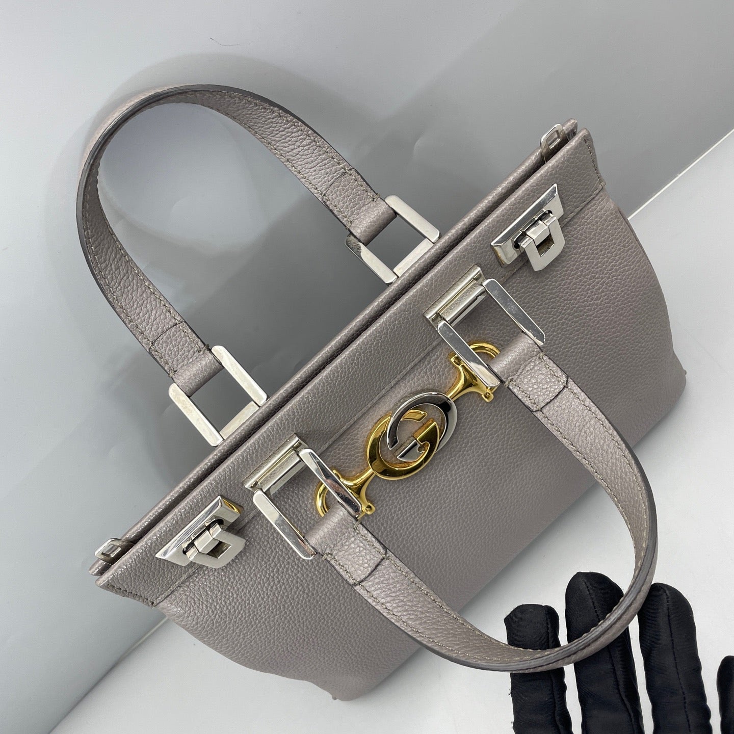 Gucci - Zumi Top Handle Bag - Leather - Grey - (medium)