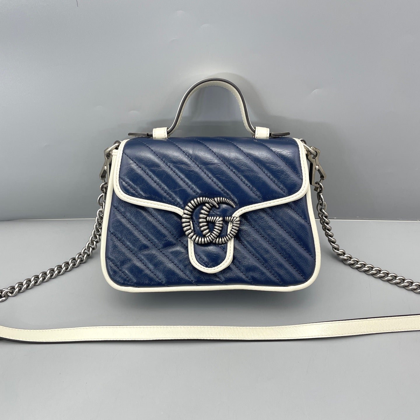 Gucci - Marmont Messenger Mini - Leather - Blue - (mini)