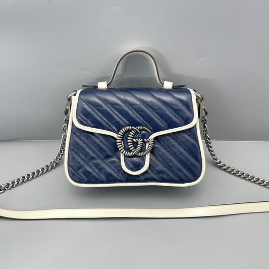 Gucci - Marmont Messenger Mini - Leather - Blue - (mini)