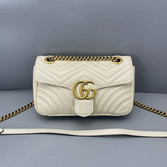 Gucci - GG Marmont Matelassé Shoulder Bag - Leather - White - (medium)