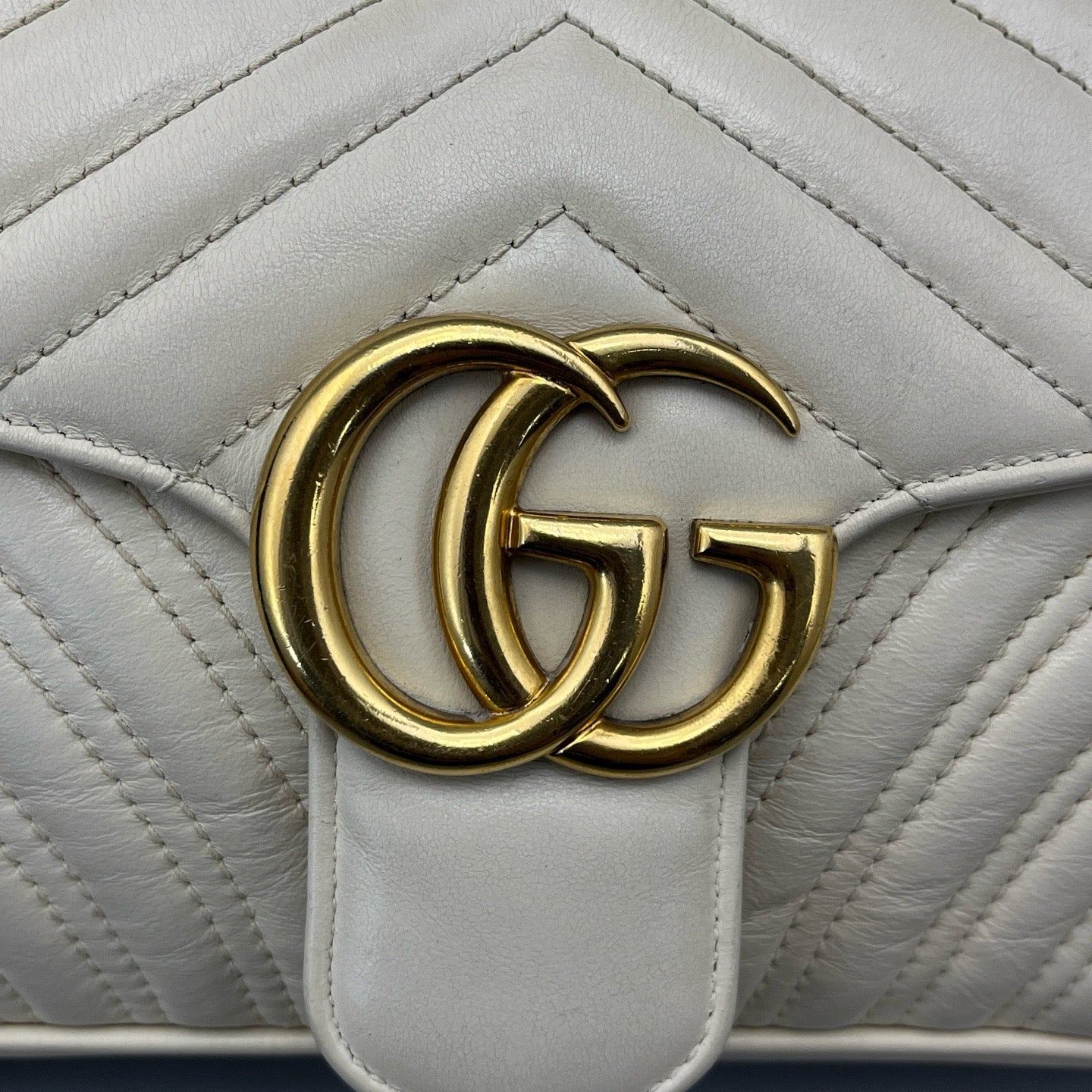Gucci - GG Marmont Matelassé Shoulder Bag - Leather - White - (medium)