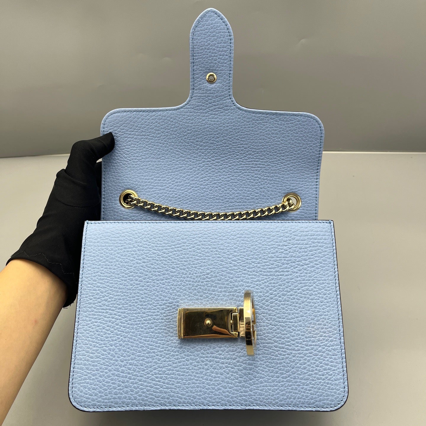 Gucci - Interlocking G Flap Bag - Leather - Blue - (small)