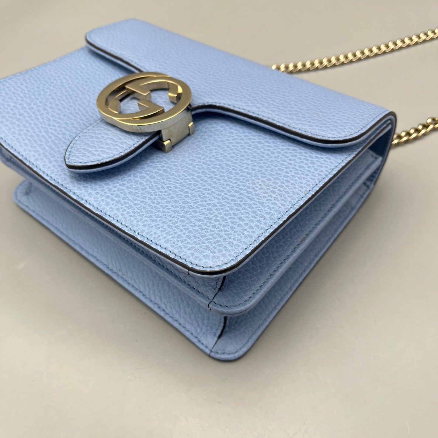 Gucci - Interlocking G Flap Bag - Leather - Blue - (small)