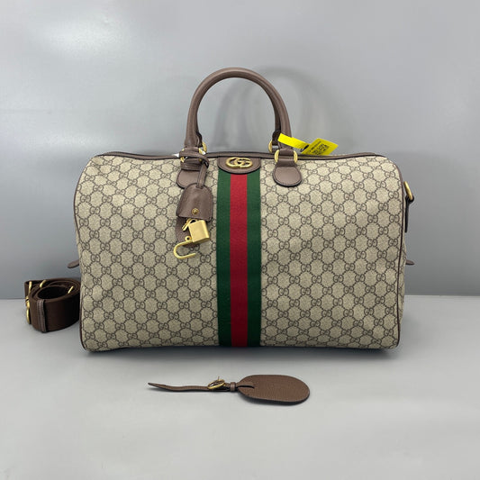 Gucci - Ophidia Boston Bag - GG Supreme canvas with Leather trim - Brown - (large)