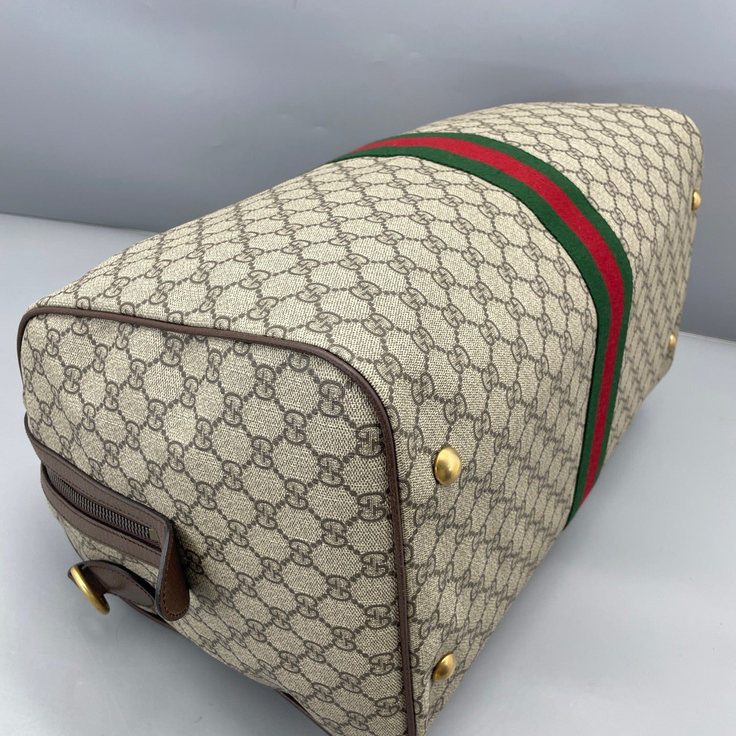 Gucci - Ophidia Boston Bag - GG Supreme canvas with Leather trim - Brown - (large)