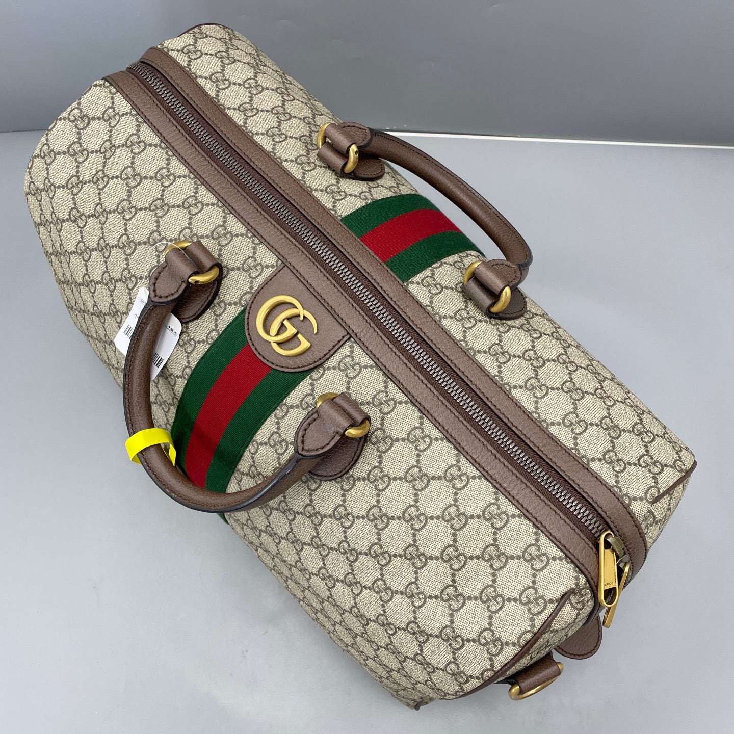 Gucci - Ophidia Boston Bag - GG Supreme canvas with Leather trim - Brown - (large)