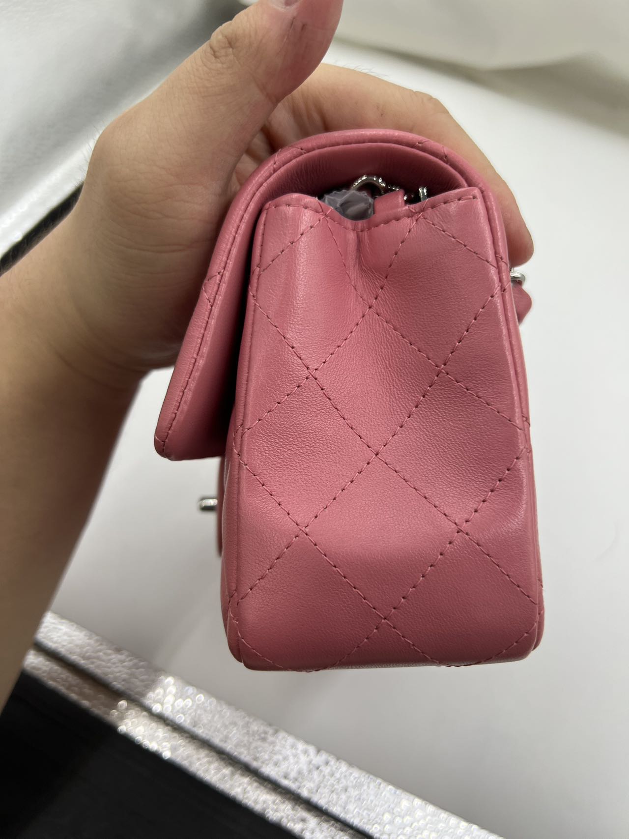 Chanel - Classic Flap (Rectangular Mini) - Lambskin leather - Pink - (mini)