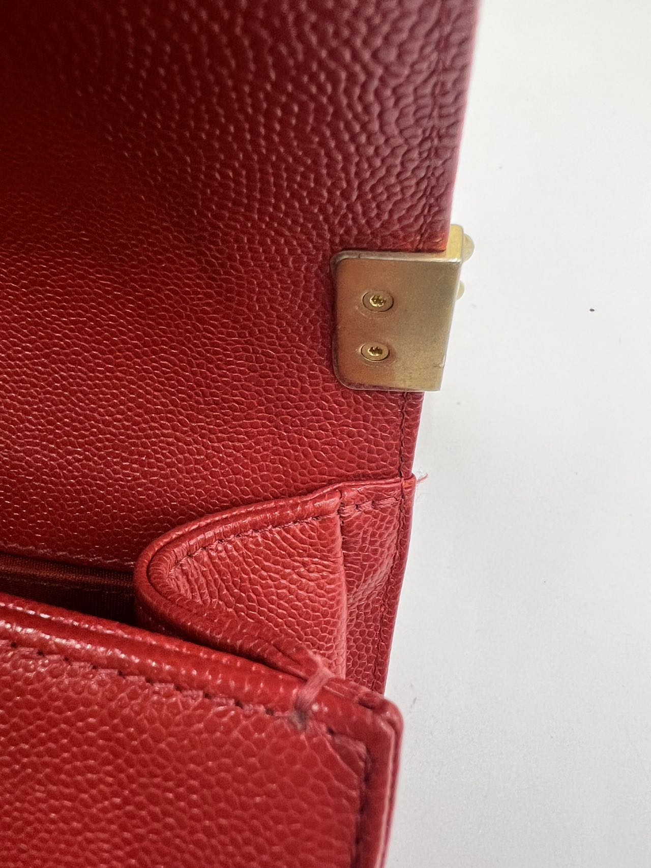Chanel - Boy Bag - Grained calfskin leather - Red - (medium)