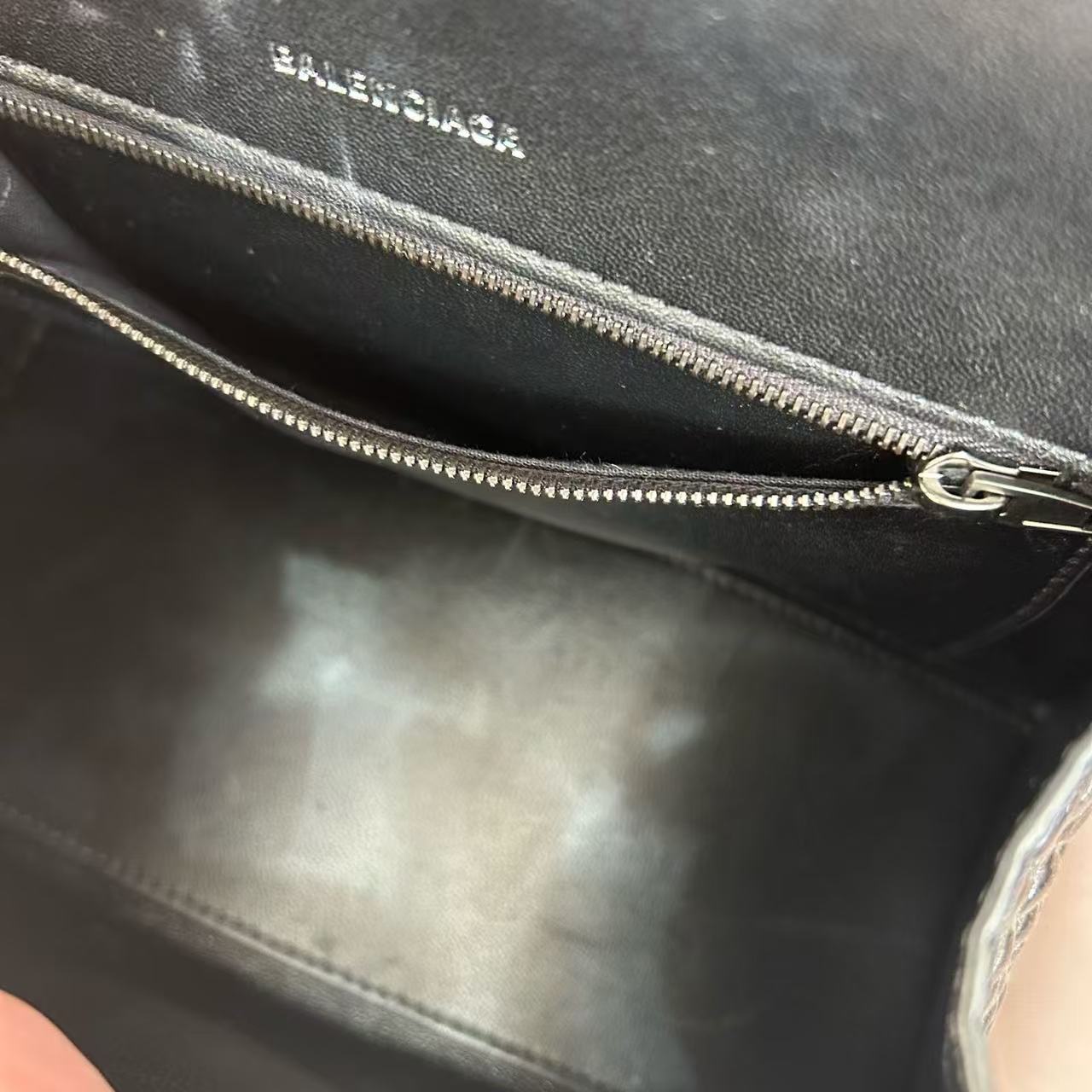 Balenciaga - Hourglass Bag - Crocodile-embossed calfskin leather - Black - (XS)