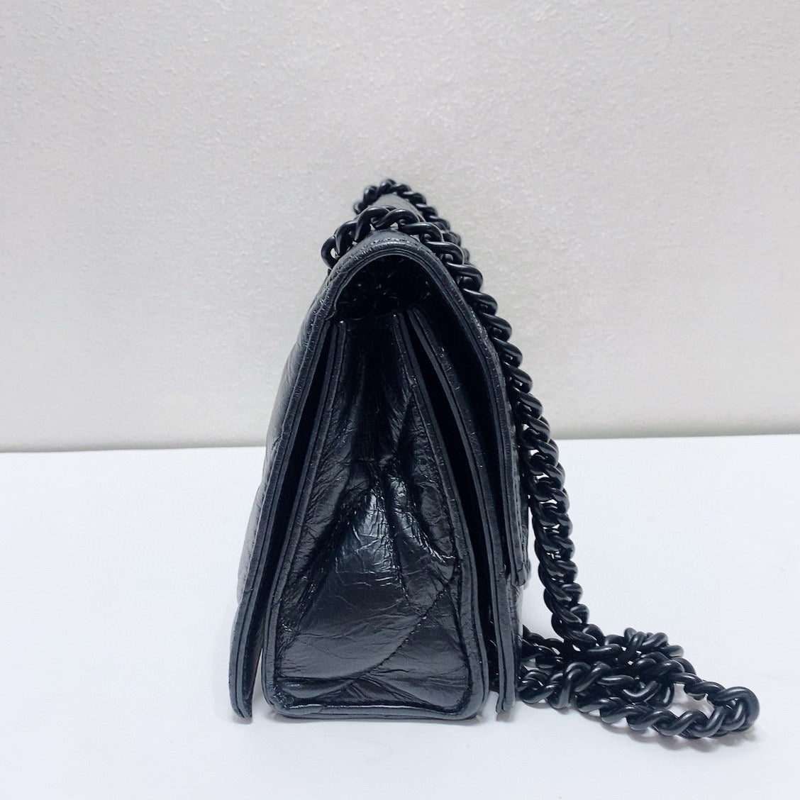 Balenciaga - Hourglass Crush Bag - Crinkled calfskin leather - Black - (Small)