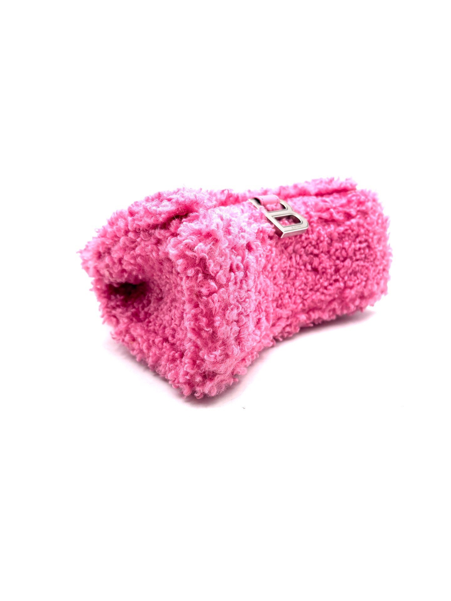 Balenciaga - Hourglass Furry Bag - Faux fur - Pink with Aged Silver-Tone Hardware - (Mini)