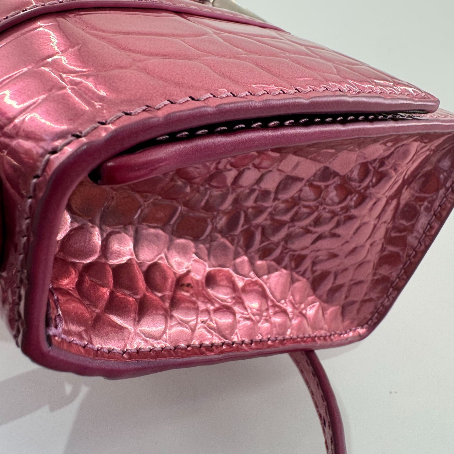Balenciaga - Hourglass Mini Top Handle Bag - Patent leather - Pink - (mini)