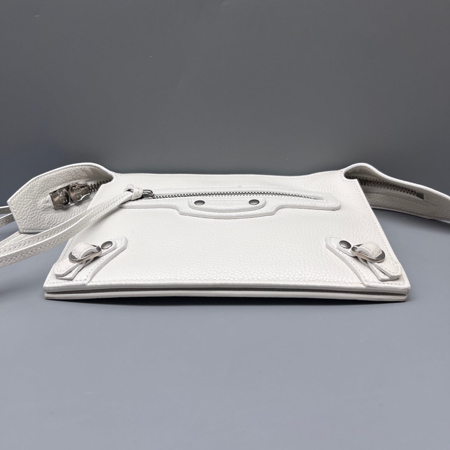 Balenciaga - Motorcycle Crossbody Pouch - Grained leather - White - (Mini)