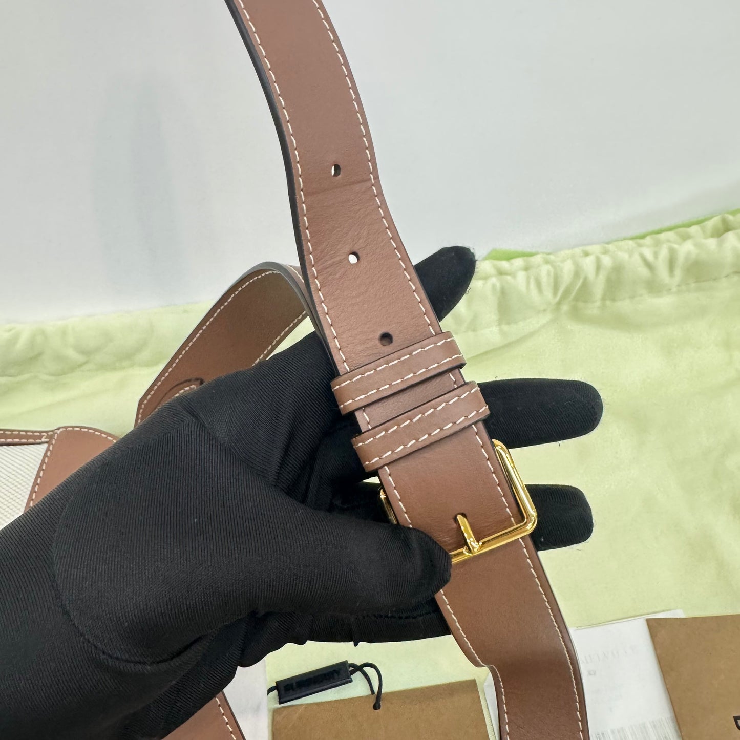Burberry - Pocket Bag - Canvas with leather trim - Beige with Brown trim - (Large)