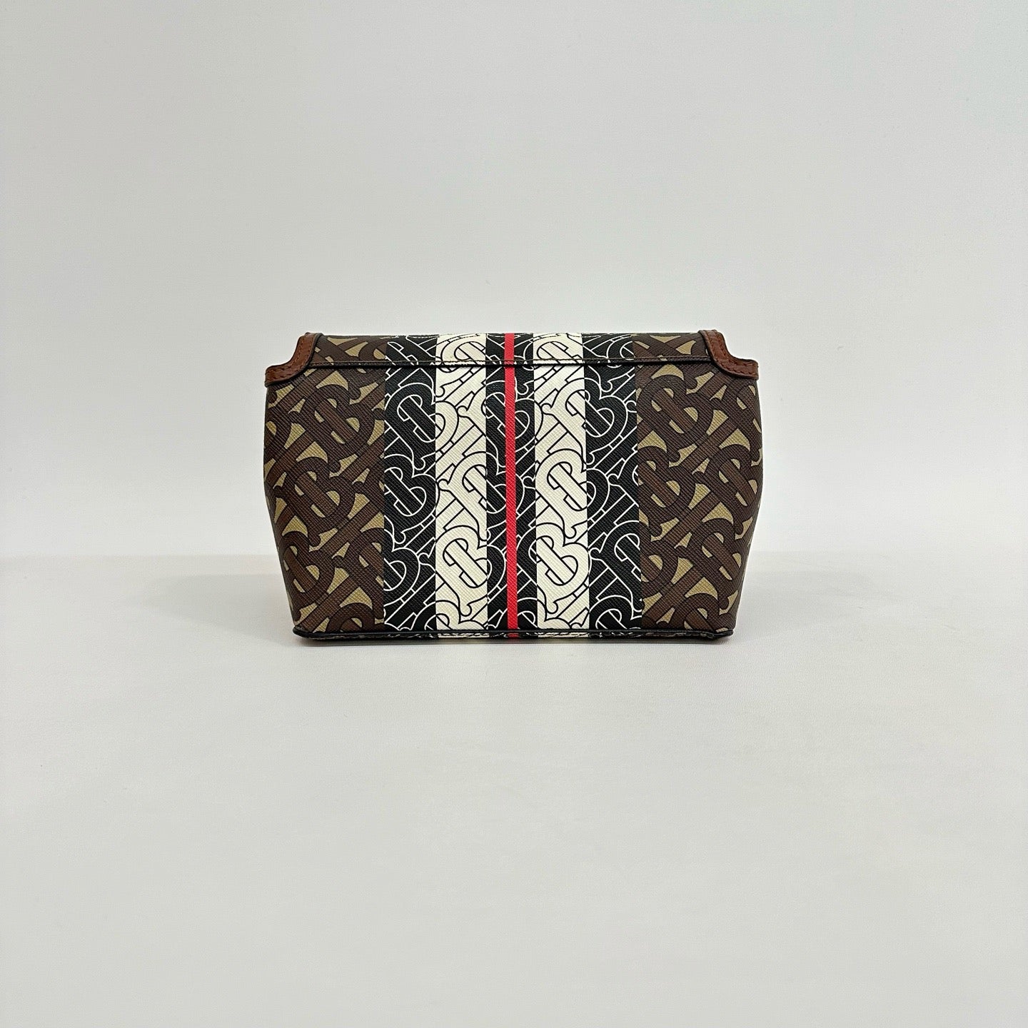 Burberry - TB Bag - Coated canvas with leather trim - Brown, Black, White with Red accents - (mini)