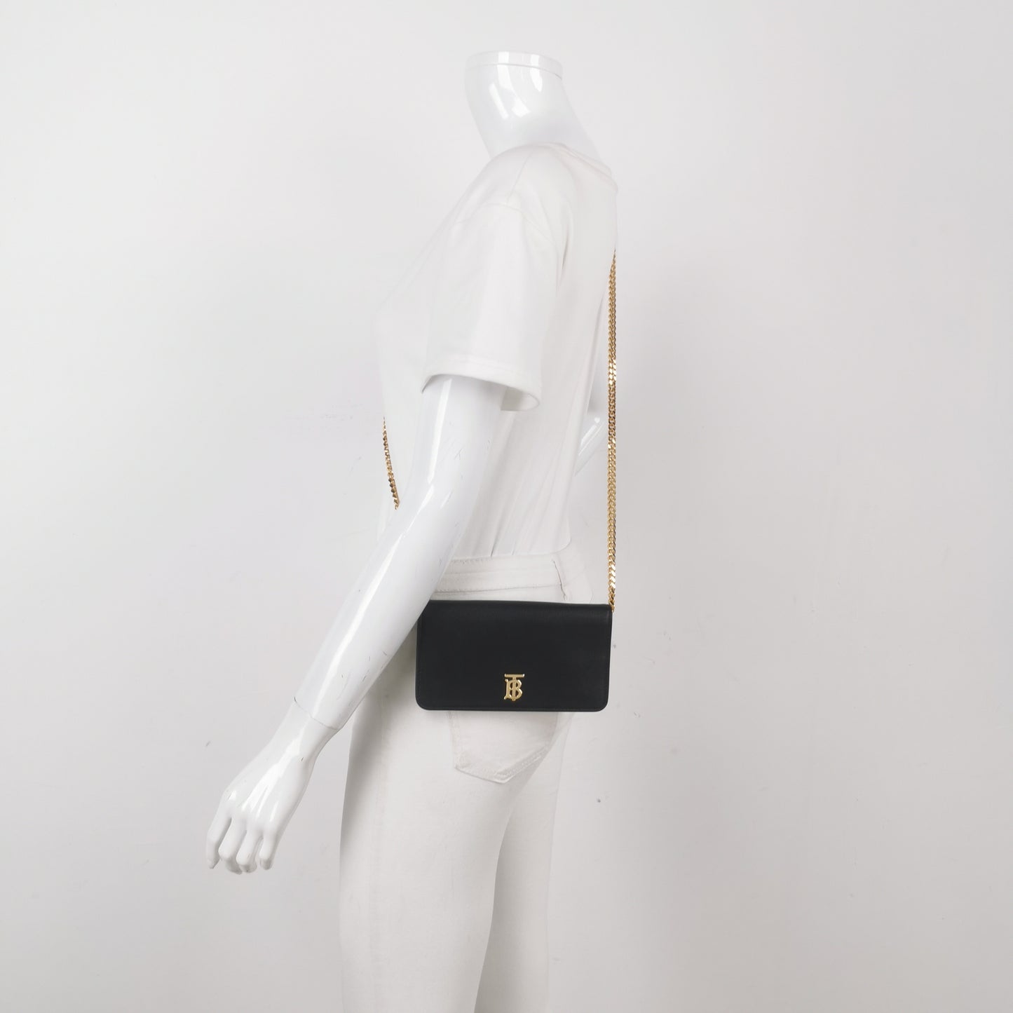 Burberry - TB Wallet on Chain - Grained calf leather - Black - (mini)