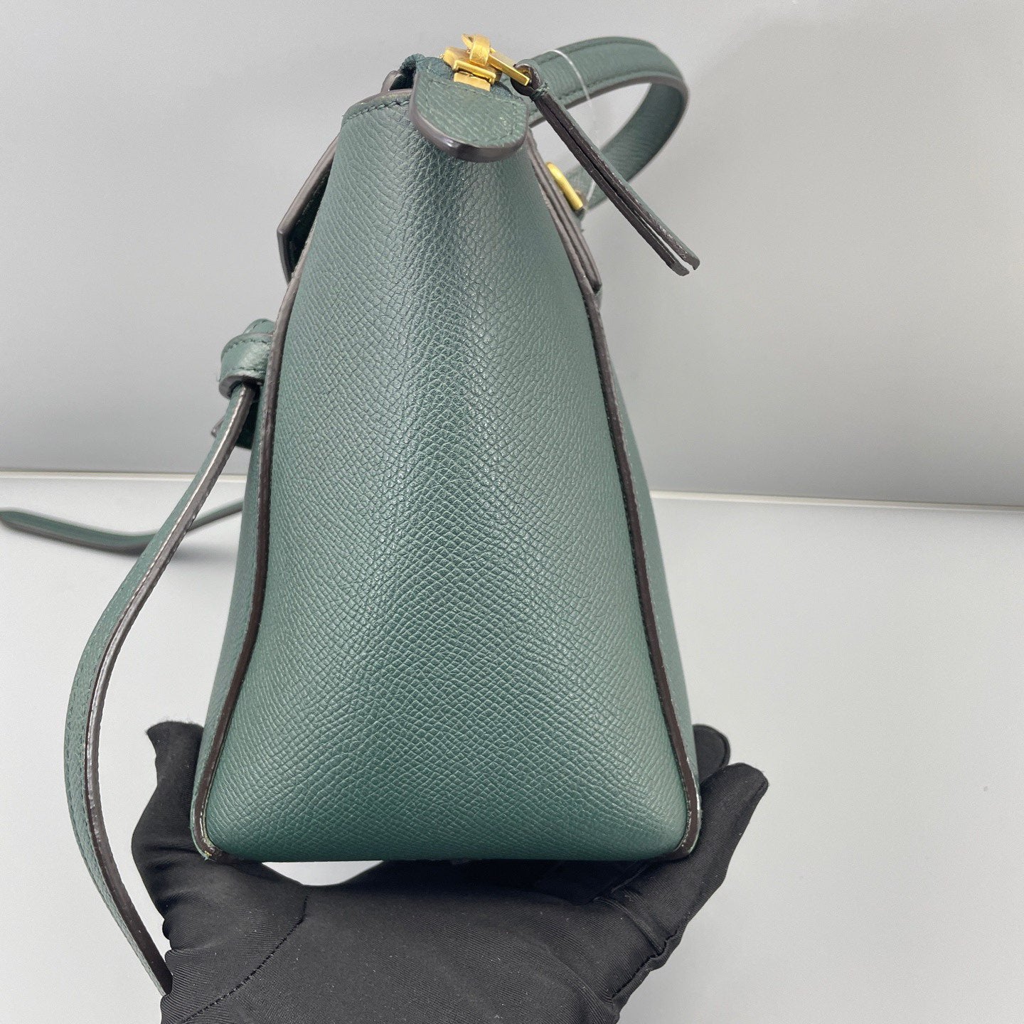 Celine - Belt Bag Nano - Grained calfskin leather - Dark Green with Gold-Tone Hardware - (mini)