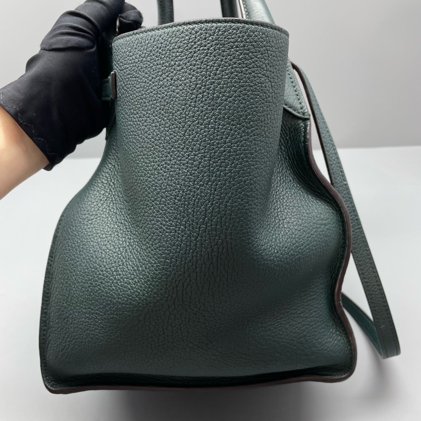 Celine - Big Bag - Pebbled leather - Dark Green with Silver-Tone Hardware - (small)