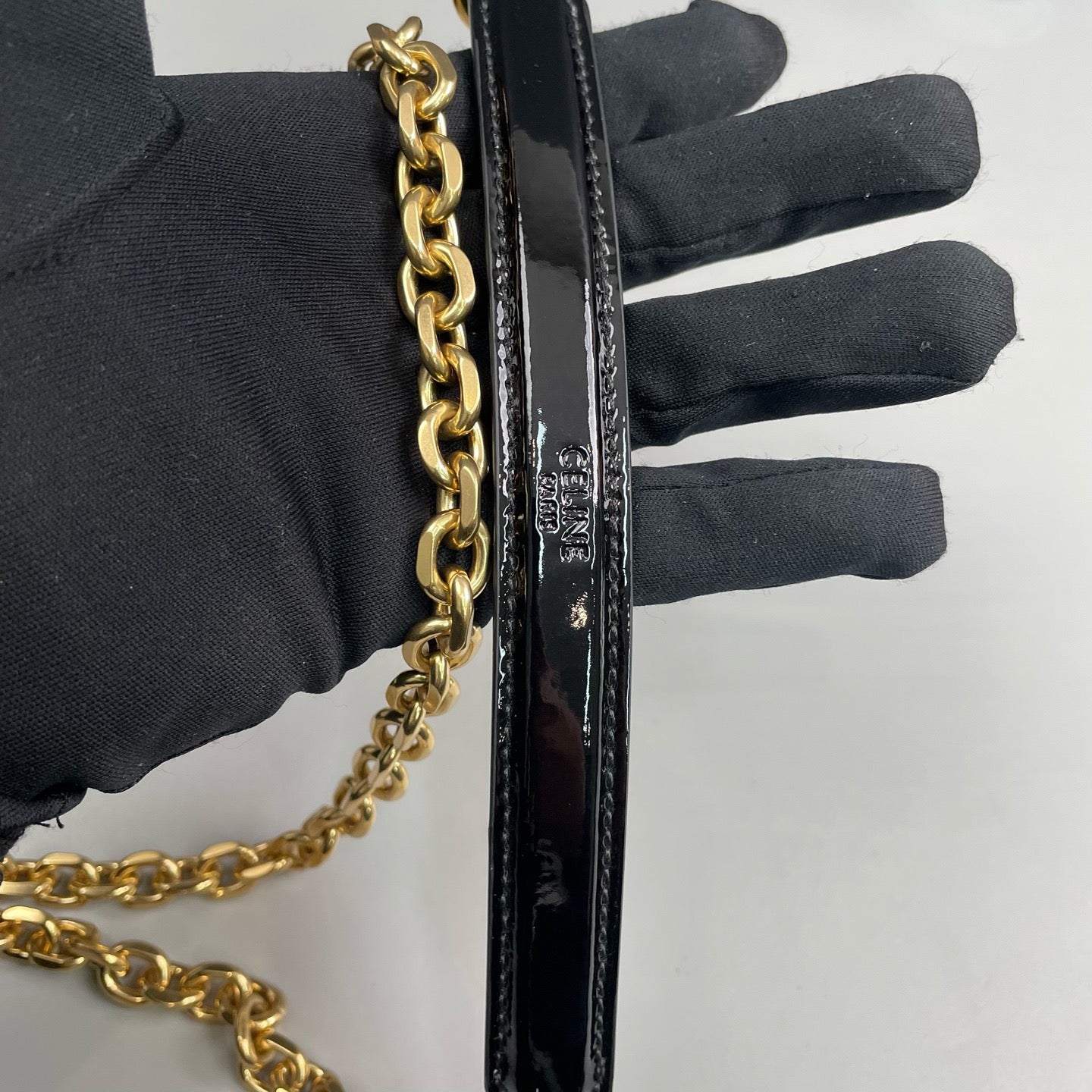 Celine - C Bag - Patent leather - Black with Gold-Tone Hardware - (Small)