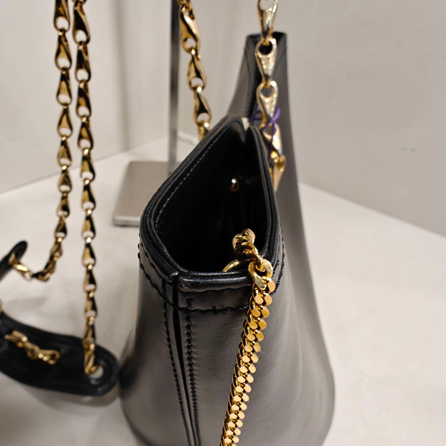 Celine - Fish Tail Bucket Bag - Leather - Black - (Other)